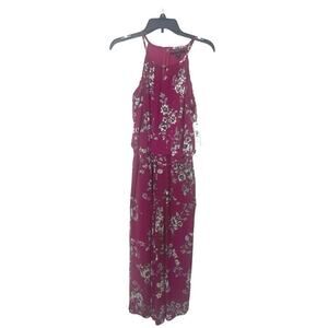 MAGGY LONDON NWT Fuchsia Floral Cropped Jumpsuit Size 8
